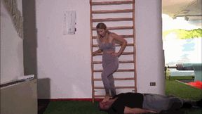 GABRIELLA - Your face is my step machine 2 - Facetrampling gym exercises, sweaty foot worship