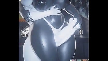 Scary Glowing Halloween Transgender Cock Thigh Fucks A Spooky Big Breast Specter