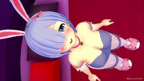 Rem viste cosplay quiere una polla caliente entre sus cenos (hentai)