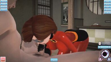 (3D Porn)(The Incredibles) Elastigirl - Helen Parr blowjob and handjob