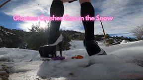 Giantess Crushes Cars in the Snow