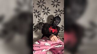 Spidey flashes off his humungous Chinese rod in his Sunday PJs