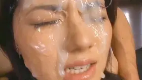 Asian Pussy, Drenched in Cum, Wild Bukkake Orgy Action