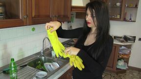 Gisy yellow rubber glove dishwashing!