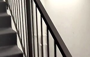 Public stairwell fuck in yoga pants with 2 guys ending in double facial / Amateur hotwife
