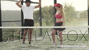 stella throws away her racket to suck down a big hard cock