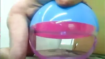 Solo daddy fucks inflatable beach ball and cums inside