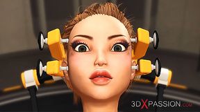 Hot blonde in restraints in the sci-fi lab fucked by monster