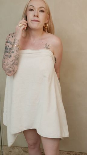 Caught Me Stroking So She Kept My Phone, Silk Robe And No Panties In The Hotel Room   Clip 1