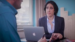 Hung Ian Scott Pounds His boss Eloa Lombard'_s Big Butt Hard After She Catches Him Watching Porn. Facial &amp_ cum swallow