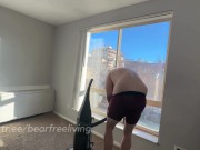 Chubby Straight Guy Vacuums Living Room Naked