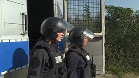 Two mistresses in police uniform love fisting guy's gaping asshole
