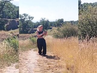 Golden-haired Aged Wife Enjoys It Stripped Outdoors