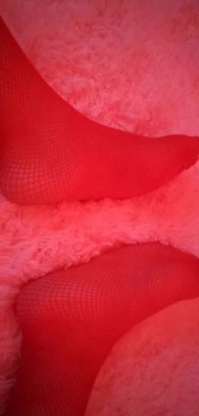 Foot Fetish - Red Fishnet Stockings