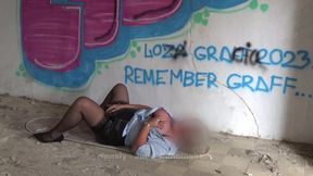 Abandoned Building Floor Whore - Julie Wanks Her Cunt on the Dirty Floor