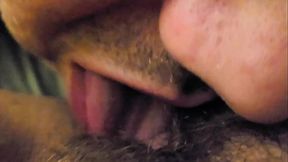 Chubby mature MILF wife licks her own wet, hairy pussy