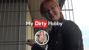 MyDirtyHobby - Beautiful redhead Iva_Sonnenschein gives a public blowjob