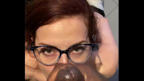 Italian nerdy girl kneels and blows BBC - Carolina iena interracial POV blowjob