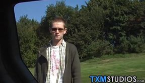Picked up homo sucks cocks while being anal fucked in 3way