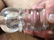 透明オナホールに中出し　射精　オナホ