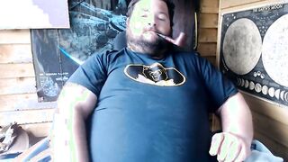Jakin's rough solo bear session: chubby amateur fat babe goes wild with uncut pipe and rough bearded bear action.