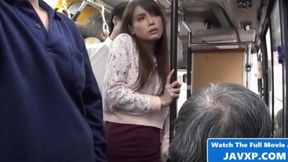 Bus-riding babe gets ravaged by lustful stud in squalid Japanese sexcapade