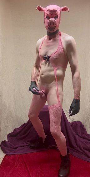 Pink Body Stocking With Big Hard Penis