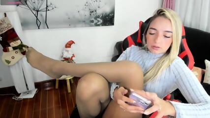 Stocking blonde milf big booty ass tease on cam