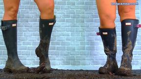 Goddess Amber & Miss Lucy - MudFest 1: Crushing The Cum From Your Cock & Balls Under Our Muddy Hunter Boots - 197 Sole Cam - Face Trample Trampling CBT Ballbusting Standing Busting Shoejob Bootjob Cumshot