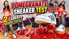 VR 3D 8K 180 | Kati’s Pomegranate Crush Test – White Sneakers & Two Camera Perspectives