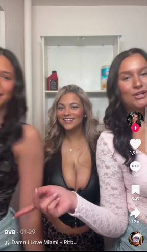 Amateur teen with big tits in a group setting