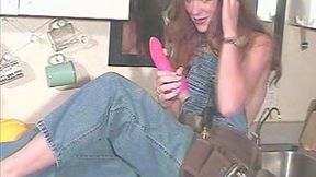 Redhead stunning babe dressed up like a handygirl for action