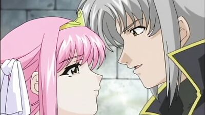 Prince bangs a busty hentai princess in a cartoon style