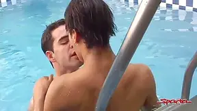 Sparta - Young Guy Giving His Friend A Blowjob Poolside!