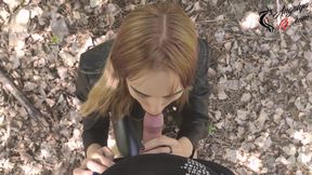 Cute Babe Blowjob and Hard Sex Outside - Oral Creampie