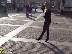 Fucking and blowjob in public bathroom