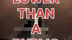 Ebony Goddess Bare Ass Pee with Tampon String Dangling – Bounce That Big Butt & Loser Sign Humiliation!