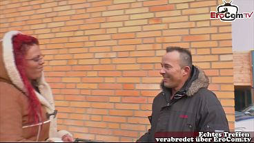 German redhead BBW MILF gets picked up by neighbor