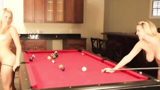 Cute Baby Lesbian showing natural tits while playing billiard 2