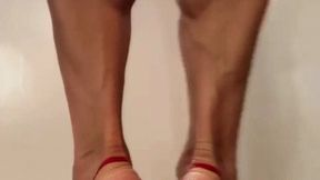 Red High Heels Standing Closeup Flex