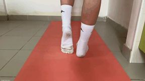 STRETCHING AFTER WORKOUT STINKY FEET IN SOCKS KIRA - MP4 HD