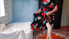 Stunning femboy leaning on wall with crossed legs