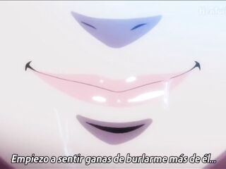 Anime with Spanish subtitles - Breasty golden-haired asks her superlatively good ally to screw her in the pool