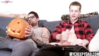 MyCreepyDad.com - Tattooed dadbod's hot Halloween pumpkin surprise