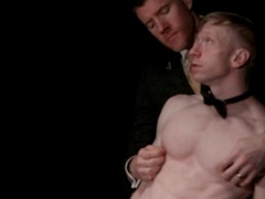Innocent twink takes two DILF dicks