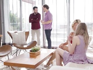 Adult Time - Sexually excited Hotwife Scarlett Sage Swaps Husbands with Bestie Carlita Ray! Wild Group Screw