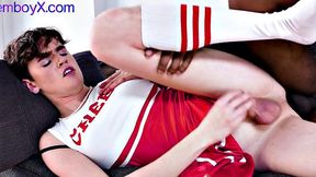 IR loving femboy spoils BBC with cheerleader uniform