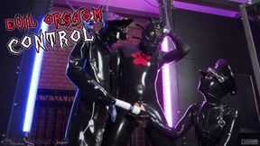 Evil orgasm control with Latex Officers | GIMP | rubber | slave | chastity