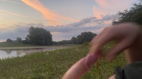 Playing in the morning at a public lake