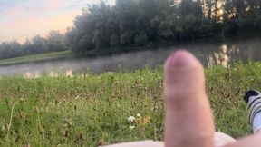 Playing in the morning at a public lake